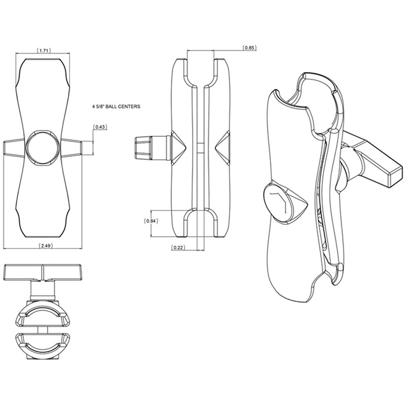 RAM MOUNTS RAM-201UA [Arm 1.5 inch] Double Socket Arm M