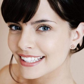 CiNily Hypoallergenic Flower Stud Earrings, Pink Opal Stud Earrings 14K Rose Gold Plated Flower Jewelry for Mom, Women