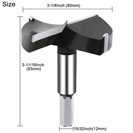 NICAVKIT 3-1/8 Inch Carbide Forstner Drill Bit, Carbide Tipped Forstner Bit for Hard Wood, Wood Drilling Bit Woodworking Hinge Cutter Tool Kits for Wood Plywood Plastic