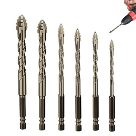 ​Bohrersets Steinbohrer Set & Exzenterbohrer Set | 6-tlg. Vierschneidiger Gezackter Powerbit Bohrer – Metallbohrer Set Profi mit Multifunktions-Bohrerset für Beton/Metall (4/5/6/8/10/12 mm)​