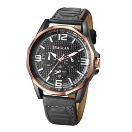 JewelryWe Herrenuhr Leder Leuchtende Uhr: Klassische Analog Quarz Armbanduhr Herren Schwarz PU Lederarmband Geschäft Lassige Uhren mit großen Zahlen Balkenskala & schwach Leuchtzeiger