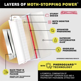 Catchmaster Pantry Moth Traps with Premium Extra Strength Pheromone Technology – XL, Extra-Strength Flour & Indian Meal Moth Traps – Protects Kitchen Cabinets & Food Storage – Marble, 6PK