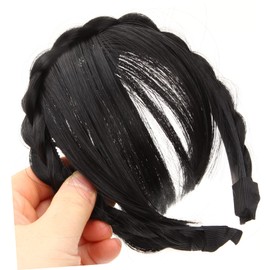 SAFIGLE Braided Hair Braid Headband Wig Accessory for Women Comfortable Heat Resistant Faux Bangs Unique Design for Eye Catching Style for Festivals Parties