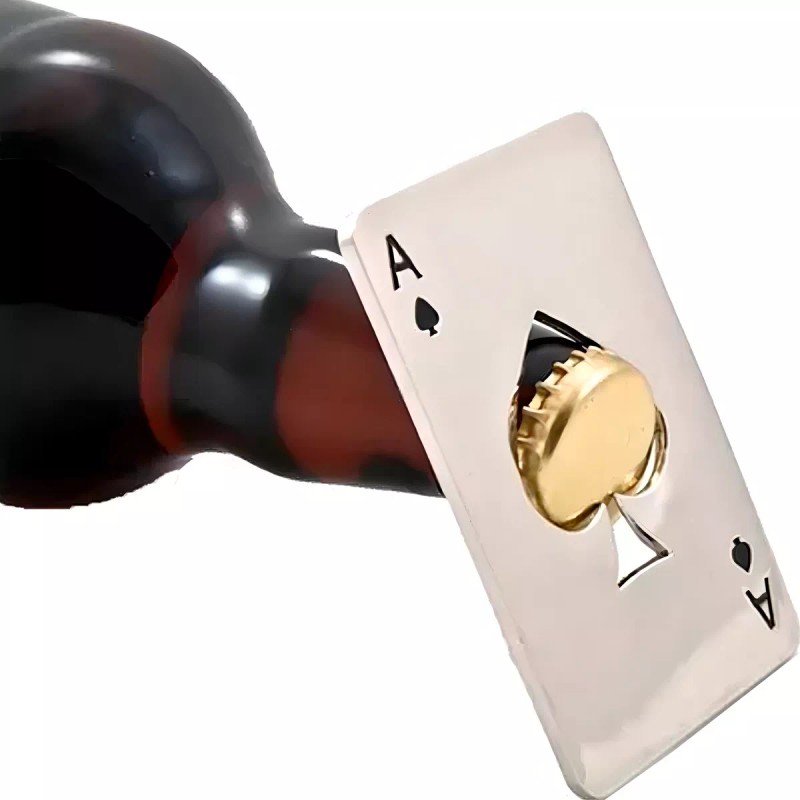 Veraly Tarjeta Destapador Botellas Carta Pokar Acero Inoxidable Color Platado