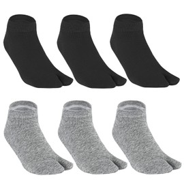 WIOIW Women's Socks, 2 Toe Socks, Cotton, Sports, Casual, Work or School, Set of 6 Pairs, #4