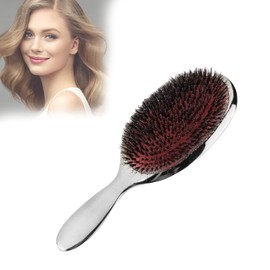 Cepillo de Pelo ZJchao, Ovalado, Cerdas de Jabalí, Mango Ergonómico y Liviano, Antiestático, Adecuado para Alisar, Desenredar, Mantenimiento Diario y Estilo (#2), Oro, Plata