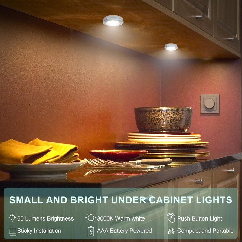 HONGUT Wireless LED Puck Lights, Touch Activated Tap Ligh Push
