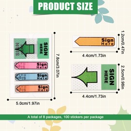 800pcs/8 Packs Sign Here Stickers, Sign Here Page Tabs Arrow Labels Stickers Adhesive Sign Here Note Book Flags Sticky Signature Tabs for Documents Notebooks Home Office School Supplies (Orange 4)