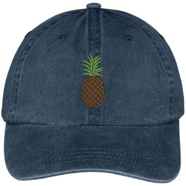 Trendy Apparel Shop Pineapple Bordado Pigmento teñido 100% algodón Capucha, Marino, Talla única