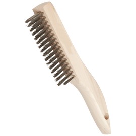 Weiler 44064 0.012" Wire Size, 5" Brush Length, 10" X 1-1/8" Block Size, 4 X 16 No. Of Rows, 302 Stainless Steel Bristles, Hardwood Block, Shoe Handle Scratch Brush