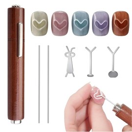 3in1 Cat Eye Nail Magnet Set of 6 Multifunctional Magnet Nail Cat Eye Gel Nail Art Tool with Wooden Handle Self Nail Salon for Beginners Heart-shaped Rabbit-shaped Long Strip Magnet Stick Cute Design / 3in1 캣아이 네일 마그넷 6개 세트 목제 손잡이 포함 다기능 마그넷 네일 캣아이 젤 네일 아트 툴 셀프 네일 살롱용 초보자 대응 하트형 래빗형 롱 스트립 자석 스틱 귀여운 디자