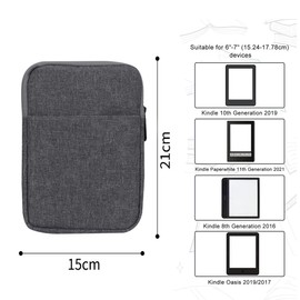 GJNMYSD 6-7 Inch Sleeve Case for Kindle Colorsoft, Kindle Paperwhite 12th Gen 2024, 6" Kindle 11th/10th/8th Gen, 6.8" Kindle Paperwhite 11th/10th Gen 2021/2018, Kindle Oasis E-Reader,Dark Gray