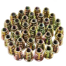 TOP-VIGOR 50Pcs Threaded Insert Nuts for Wood, M6 Insert Hex Socket Nuts, Flanged Hex Socket Screw, Zinc Alloy Threaded Rivet Hex Drive Head Nut for Wood Timber Furniture Carpenter DIY