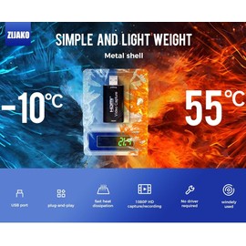 zijako 4K HDMI Video Capture Card USB 2.0 1080P for Streaming, Live Broadcast, Video Conferencing, Teaching and Gaming, with Extension Cord