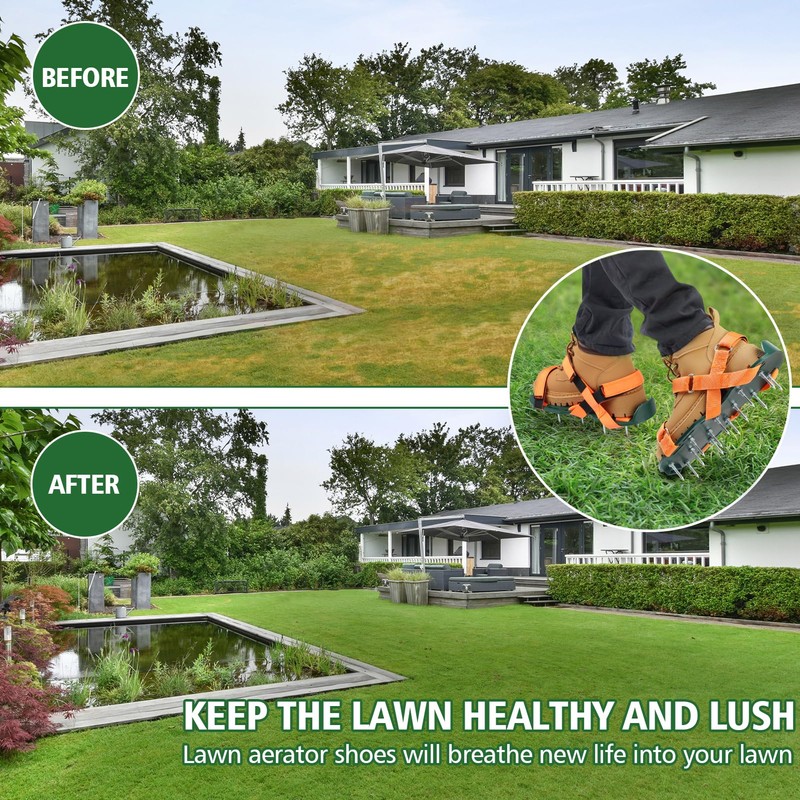 Lawn Aerator Shoes for Grass, Lawn Aeration Shoes with Adjustable