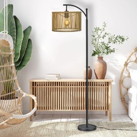 lampshade rattan lampshades bamboo Round lampshade,natural drum bamboo lamp shades woven boho lampshade For Table Lamp Bedside Lamp Chandeliers,Cylinder Drum Decorative Lamps shades Medium Lamp Cover