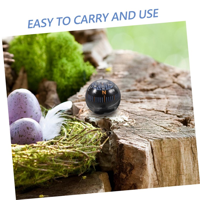 Totority Mini Black Ball Compass for Car Dashboard Durable Plastic