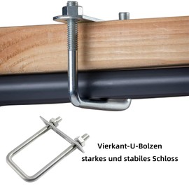 Pack of 6 U-bolts, M8 U-bolts, 304 stainless steel square U-bolts with nuts and frame plate, U bracket (100 x 50 mm), U bolt square for towing cars and ships, repair of pipelines