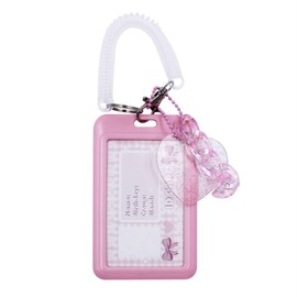 ANKOMINA Women Girls Acrylic Transparent Kpop Idol Photocard Holder Cute Love Heart ID Credit Card Sleeve Cover Protector with Pendant Keychain