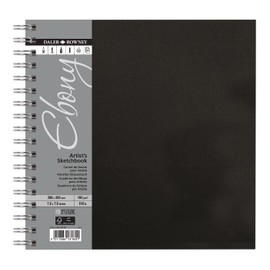 Daler-Rowney Ebony Sketchbook, Smooth Surface, 160gsm, Spiral Bound, Square, 20 x 20cm, Natural White, 54 Sheets, Ideal for Professionals