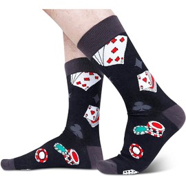 sockfun Funny Poker Gifts for Men - Gambling Casino Las Vegas Gifts for Poker Players, Poker Gambling Socks