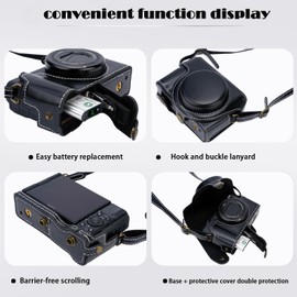 Bowan ZV1 Camera Case - Vintage PU Leather Camera Case for Sony ZV1 ZV-1 DSLR Camera Protective Leather Camera Case Bag with Camera Shoulder Strap (black)