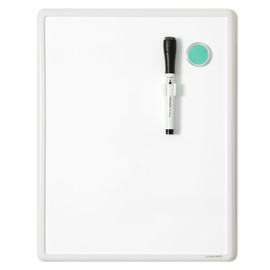 U Brands Contempo Magnetic Dry Erase Board White Board, 11" x 14", White Modern Frame, Includes Magnet and Marker