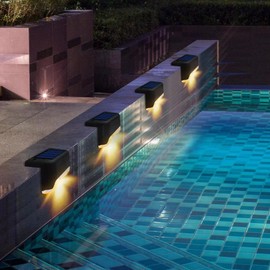 Solar Pool Side Lights 16-Pack, Warm White Waterproof Light up Swimming Pool Accessories Night Lights, Outdoor LED Deck Lights for Stairs, Step, Fence, Yard, Patio, and Pathway Decor