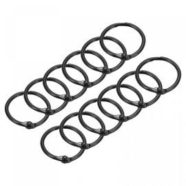 sourcing map Loose-Leaf Binder Rings, 30mm/ 1.2 inch Metal Book Ring Key Holder for Home, Office Supplies, Black, 12Pack