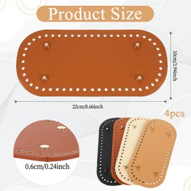 QFGasre 4 Pcs Bag Bases for Crochet 4 Colors Leather Bag Bottom Long Oval Bag Bottom Purse Making Supplies with Holes for Handbag Purse Tote Shoulder Crossbody Bag