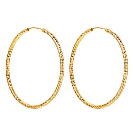 Suplight Women's / Girls' Hoop Earrings 925 Sterling Silver Large Round Circle Earrings Diameter 15/20/30/50/70 mm Huggie Hoop Earrings with Gift Box, Yellow Gold, No Gemstone