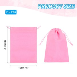 PATIKIL Velvet Gift Bags, 12 Pack 5 x 6 Inch Velvet Drawstring Bag Jewelry Pouch Gift Packaging Bag for Wedding Favor Party Birthday Festivals Pink