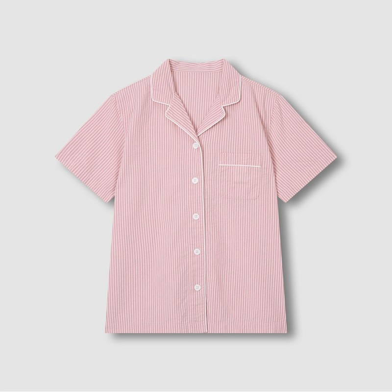 JAJU [JAJU] Women's Seersucker 5-Part Pajama Set_Dark Pink