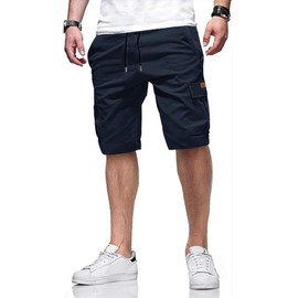 ZOXOZ Men's Cargo Shorts Summer Shorts Chino Shorts Elastic Waist with 6 Pockets, blue