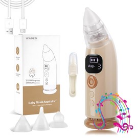 Aspirador Nasal para Bebe, Limpiador Nasal Eléctrico para Niños con Protección Antireflujo y sin Reflujo, Tres Niveles de Succión Ajustables, con Carga USB, Tres Puntas de Silicona y Clip para Moco (Caqui, convencional)