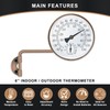 6 Inch Brass Outdoor Thermometer, Outdoor Temperature Gauge with Humidity,