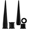 2-in-1 Set Ear Piercing Acryl, Flesh Tunnels and Stretcher, Black,