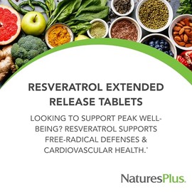NaturesPlus Herbal Actives Resveratrol, Extended Release - 120 Tablets - Vegetarian, Gluten Free - 60 Servings