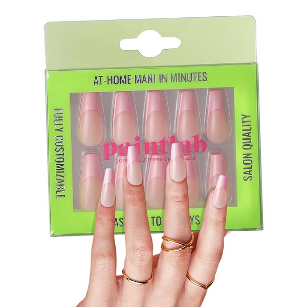 PaintLab Press-On Nails Manicure Kit, Blush Pink - Coffin, 30-Piece