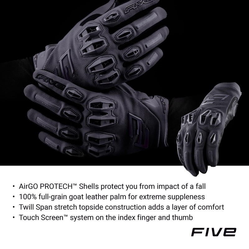 Five Motorcycle Gloves Black (Size: M) STUNT EVO2 Gloves