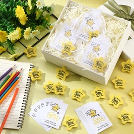 Clabby 50 Set 30 Set End of Year School Leavers Gifts Include Star-Shaped Erasers Thank You Gift Cards and Gift Bags Star Rubber Small Pencil Erasers for Students School Classroom Rewards Prizes