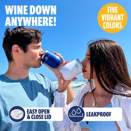 SUN NINJA 12oz Wine Tumbler with Leakproof Lid, Stemless Insulated Tumbler, Stainless Steel Wine Glass with Leak proof Lid, Reusable Dishwasher Safe Travel Cup, 12 oz Insulated Wine Tumbler with Lid