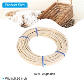 PATIKIL Round Reed Spline 25.9 m, Pipe Webbing Roll, Rattan Pipe Spool for DIY Furniture Basket Weaving, Willow Making/Repair Supplies, Modelling Decoration, Aromatherapy, Wood