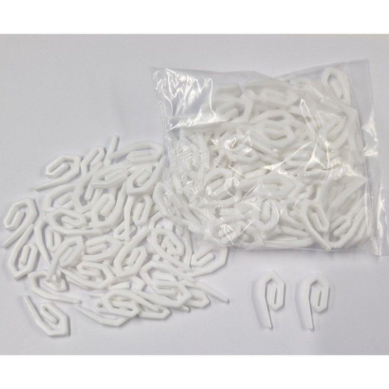 White Plastic Curtain Hooks for Pencil Pleat Caravan Curtains, Drapes,