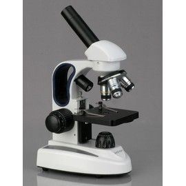 AmScope M158C-2L-PS25 Cordless Compound Monocular Microscope, WF10x and WF25x Eyepieces, 40x-1000x Magnification, Upper and Lower LED Illumination with Rheostat, Brightfield, Single-Lens Condenser, Coaxial Coarse and Fine Focus, Plain Stage, 110V or Batt