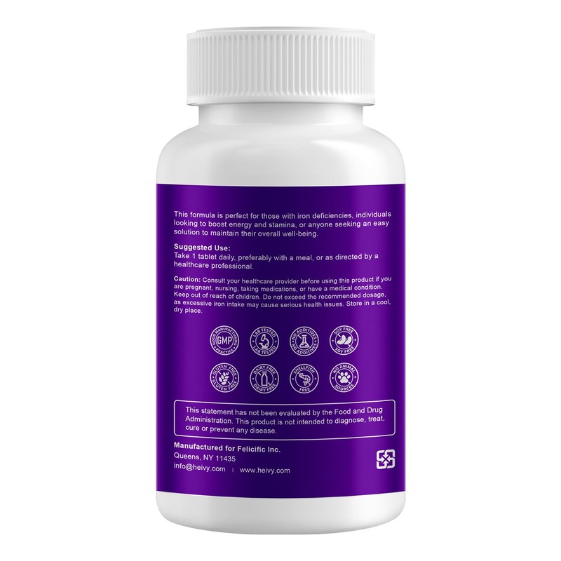 Heivy Ferrous Sulfate 325mg (Iron 65mg), High Potency Iron Supplement