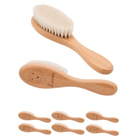 wunderwunsch® - Babyhaarbürste, Haarbürste Baby, Baby Kamm, Haarbürste personalisiert, Kinder Haarbürste, Babygeschenk Mädchen, Bürste Tiermotiv (Löwe)