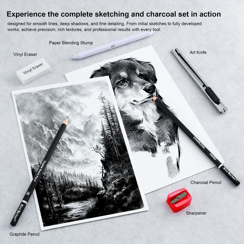 Kird Barken 24PCS Professional Sketch Pencil Set – 5H to