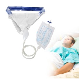 Urine Collector with 2 Urine Catheter Bags 1000ml/2000ml, Washable Breathable Man Type Silicone Adults Urinal 3 Type Optional for Man Woman Elderly (Men Type)