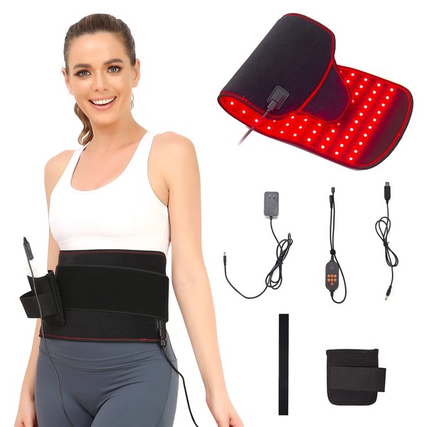 Red Light Therapy Belt for Body Pain, 150 LEDs 660nm Red/850nm Infrared Light Deep Therapy for Body Pain Relief, 6 Modes, Timer, Heating Function, Ideal for Back Shoulder Joint Muscle Pain Relief